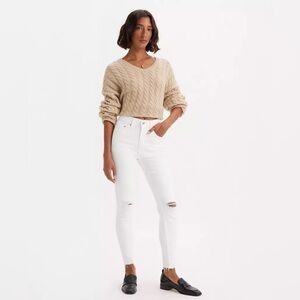 Levi's 721 High Rise Skinny White Raw Edge Ankle Jeans- size 24